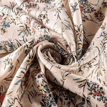 Креп К36-105 сливочный принтованный