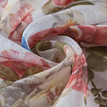 Тюль под лен 05-01-10477 белый принтованный