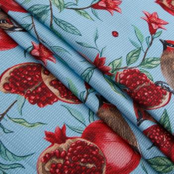 Полотно вафельное 007-15299 голубой принтованный