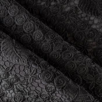 Вышивка на сетке К12-677 черный однотонный