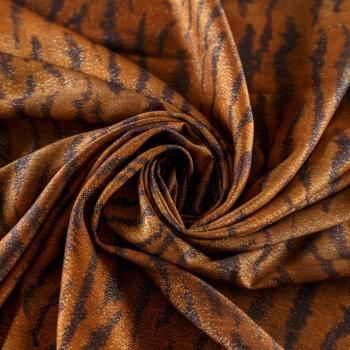 Вискоза с люрексом 009-08620 горчично-коричневый принтованный