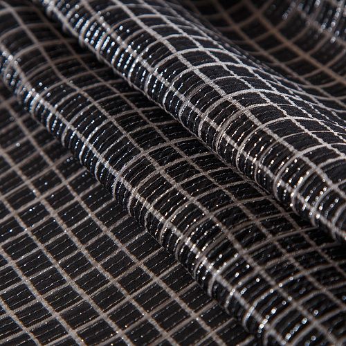 Шифон шелковый с люрексом 068-09872 черный