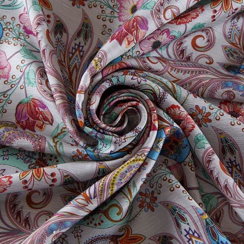 Шелк-вискоза 064-12319 светло-серый принтованный