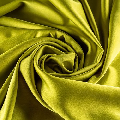 Шелк синтетический стрейч К1-377 оливково-зеленый однотонный