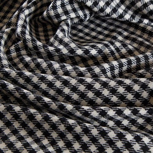 Ткань костюмная 025-14437 молочно-черный клетка