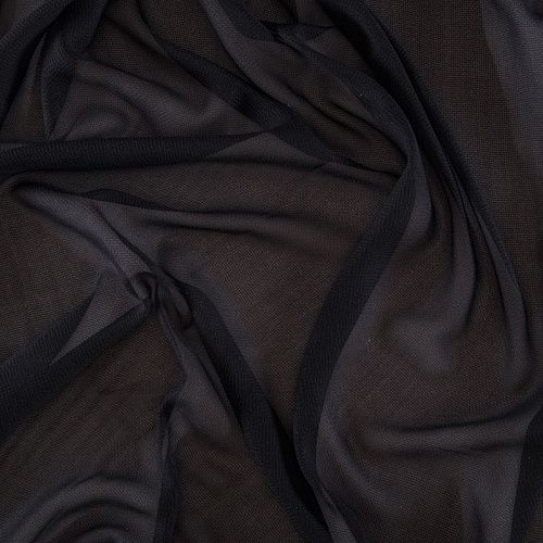 Шифон шелковый 068-16232 черный однотонный