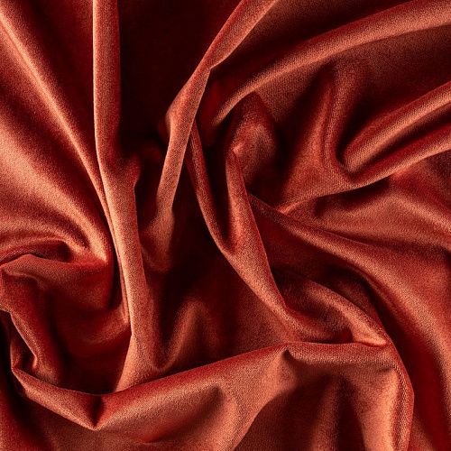 Ткань портьерная бархат 529-02-150 оранжево-терракотовый однотонный