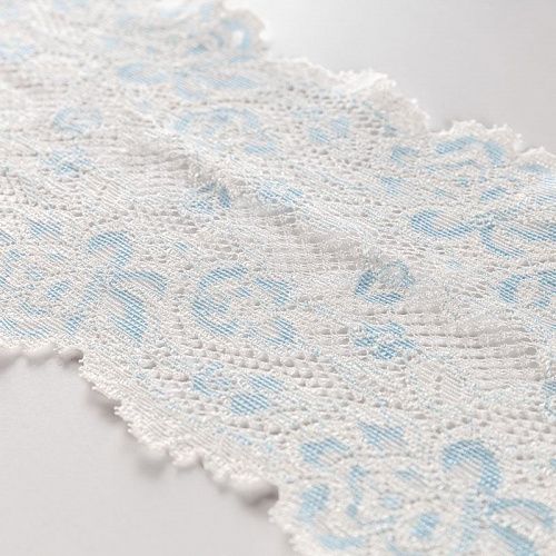 Кружево эластичное 110 мм Ф01-0091 бело-голубой