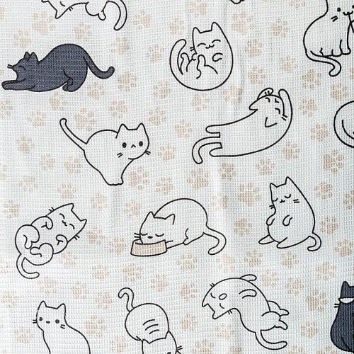 Полотно вафельное 007-03529 белый принтованный