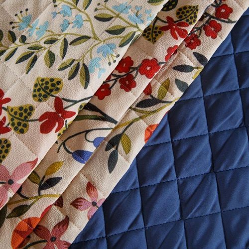 Ткань курточная 2-х сторонняя 033-14802 молочно-синий принтованный