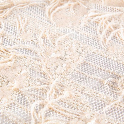 Сетка с вышивкой и пайетками 055-20762 сливочный