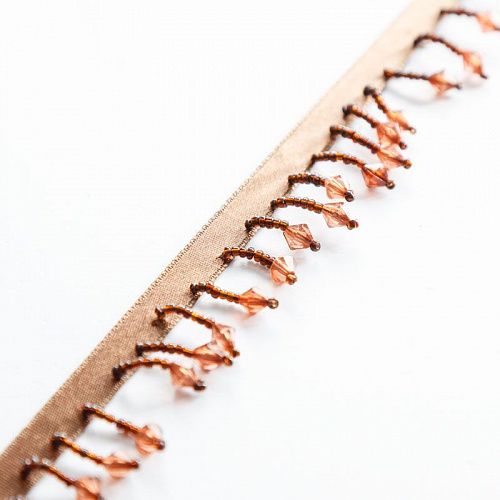 Бахрома 30 мм со стеклярусом PA0240-037 медно-коричневый