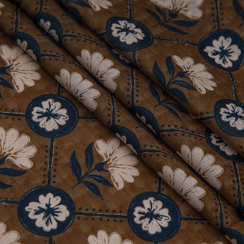 Батист 003-16461 коричневый принтованный