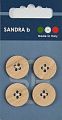Пуговицы SANDRA 18 мм пластик 4 шт CARD237 под дерево