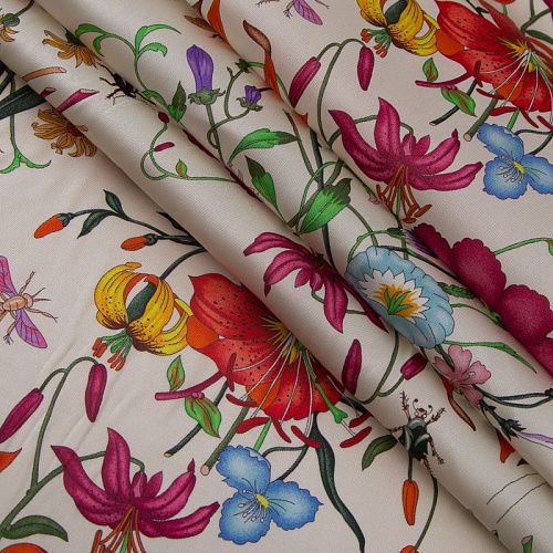 Ткань плащевая Gucci 042-19169 белый принтованный