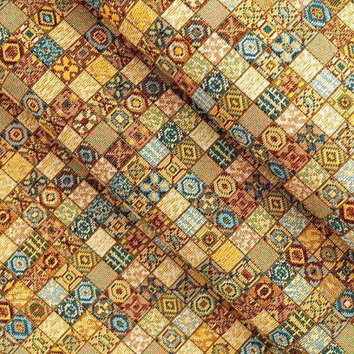 Гобелен гостиный 513-02-32 коричнево-голубой мозаика