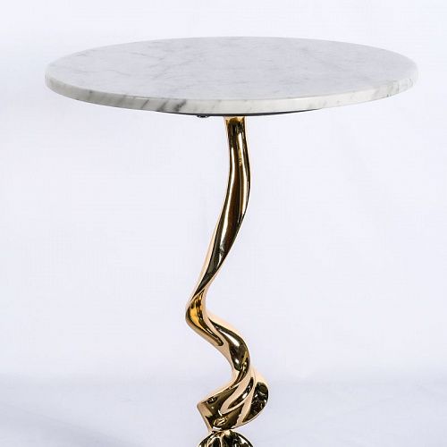 Столик журнальный d-40 см BJ-22840-white металл/камень