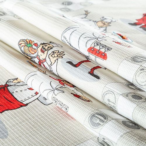 Полотно вафельное 007-03530 светло-серый принтованный