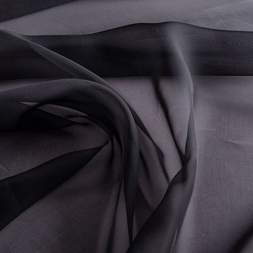 Органза шелковая 039-20068 черный однотонный