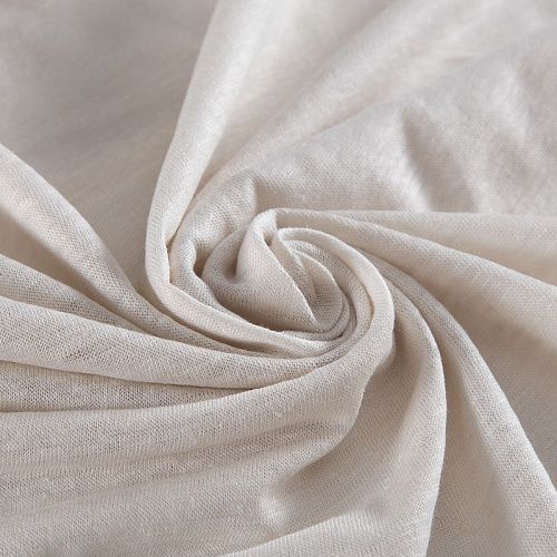 Трикотаж льняной 056-20358 экрю однотонный