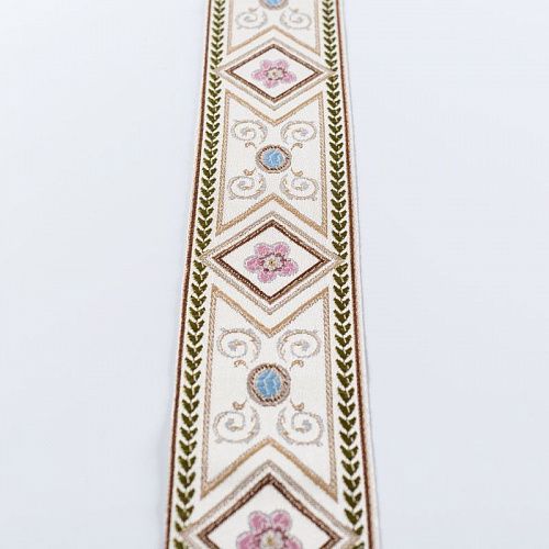 Бордюр велюровый 6 см 0000-357-104-021 бежевый с ромбом