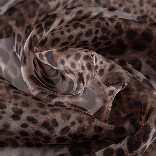 Органза шелковая 039-20006 бежевый принтованный