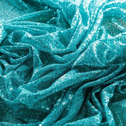 Пайетки на сетке 055-02824 бирюзово-зеленый однотонный