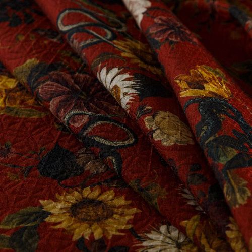 Жаккард 066-14881 красно-терракотовый принтованный