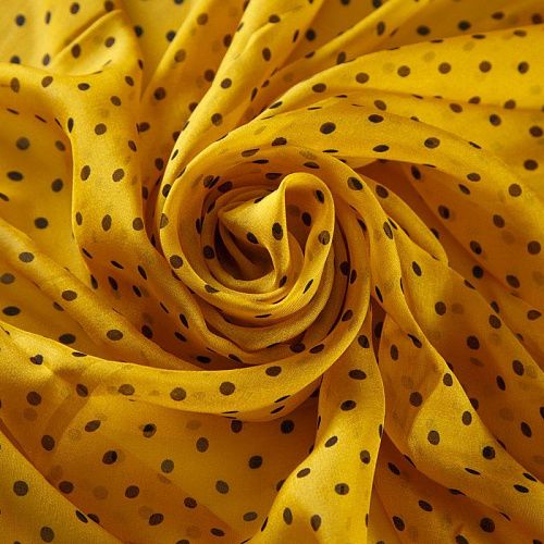 Шифон шелковый 068-12190 желтый принтованный