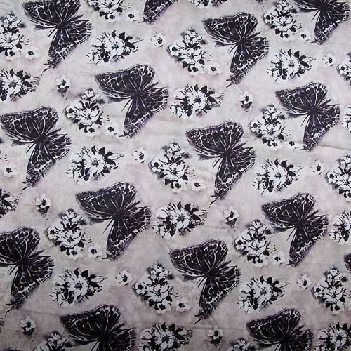 Шелк синтетический стрейч 065-17784 черый принтованный