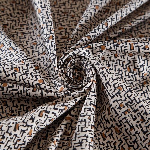 Коттон стрейч 063-12322 молочный принтованный