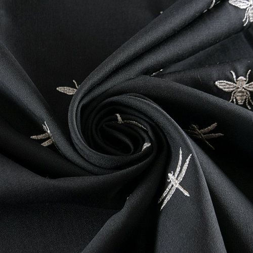 Ткань костюмная с вышивкой 025-12278 черный