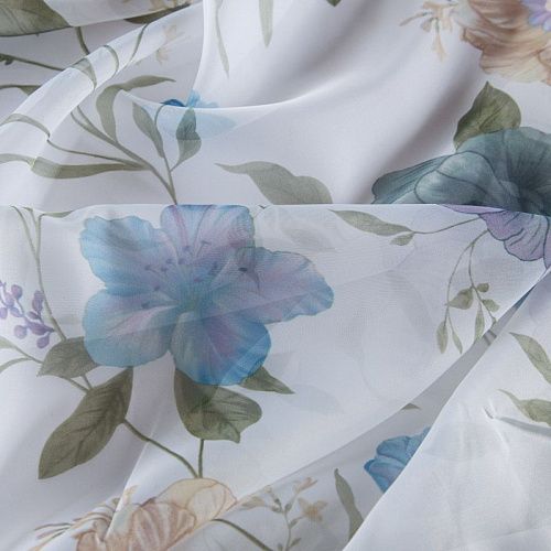 Тюль вуаль без утяжелителя 03-01-13779 белый принтованный