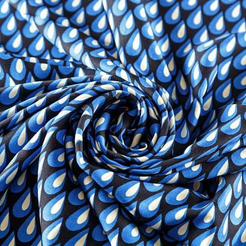 Шелк-штапель 069-09687 черный принтованный