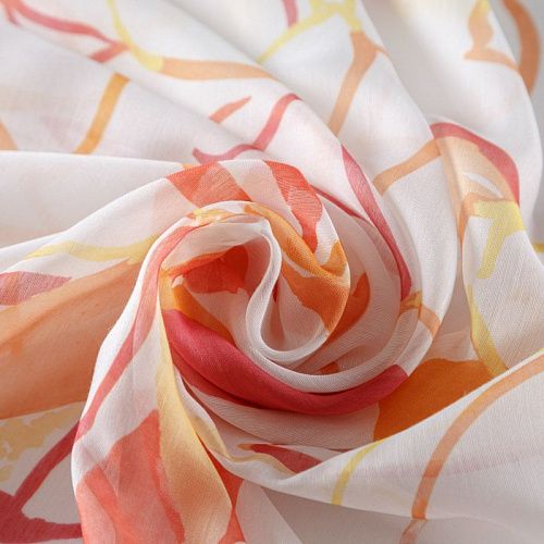 Тюль лен Т242-01-20 белый принтованный