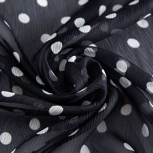 Шифон-жатка шелковый 068-20365 черный принтованный