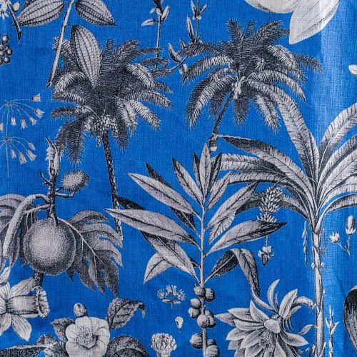 Лен натуральный К36-111 синий принтованный