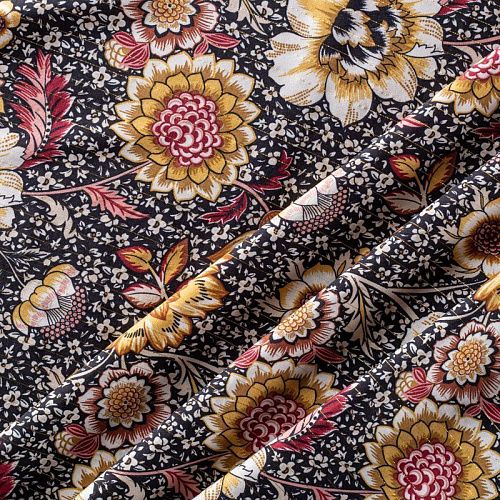 Вискоза с люрексом 009-00902 черный принтованный