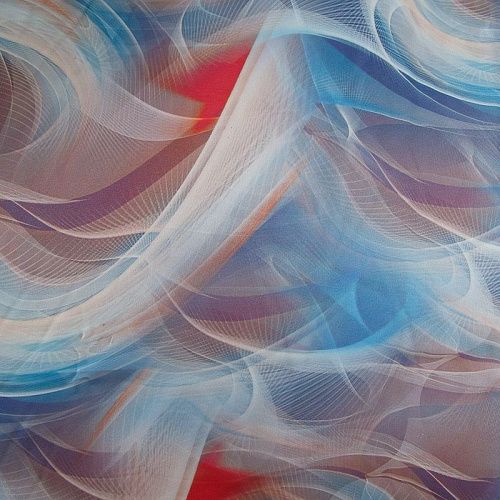 Шифон 068-17464 бело-голубой мультиколор