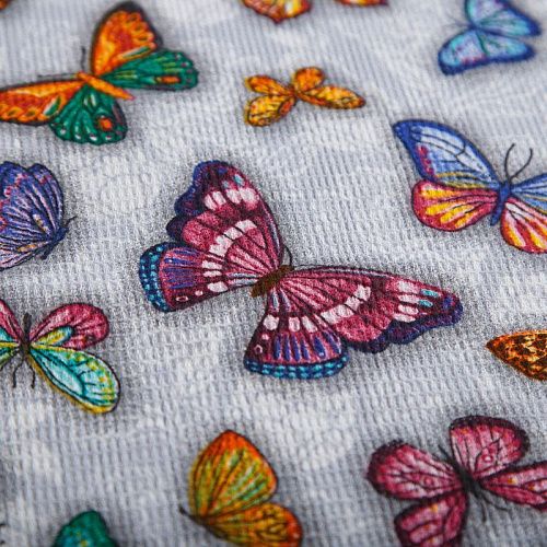 Полотно вафельное 007-15295 серый принтованный