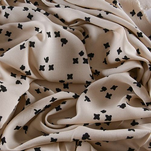 Креп 026-11959 экрю принтованный