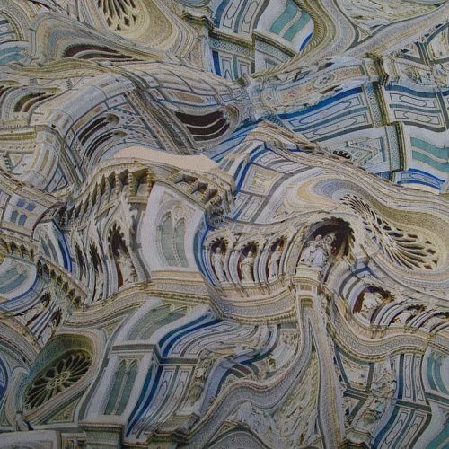 Креп-шифон 027-16090 молочный принтованный