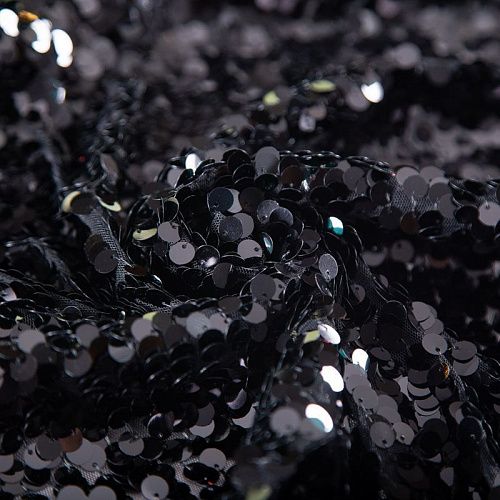 Пайетки на сетке 050-19866 черный