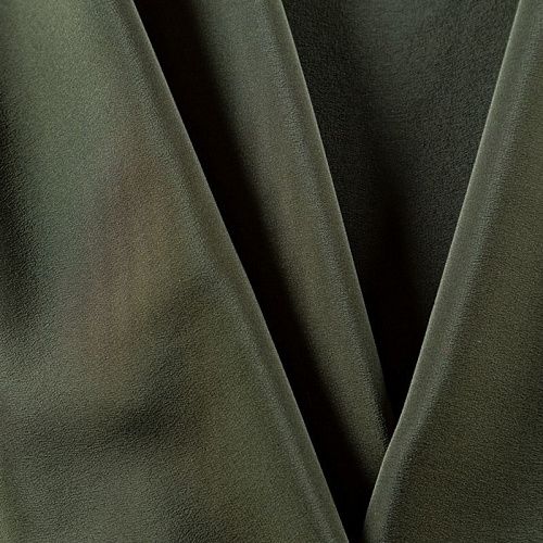 Крепдешин натуральный 028-09566 зеленый хаки однотонный