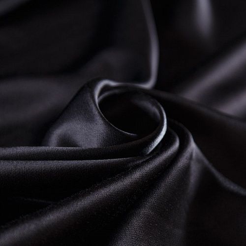 Шелк натуральный стрейч 064-16747 черный однотонный