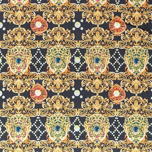 Креп-шифон 027-08364 черный принтованный