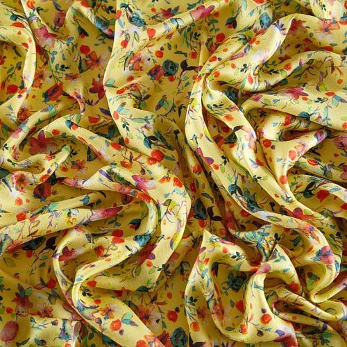 Креп 026-12413 желтый принтованный