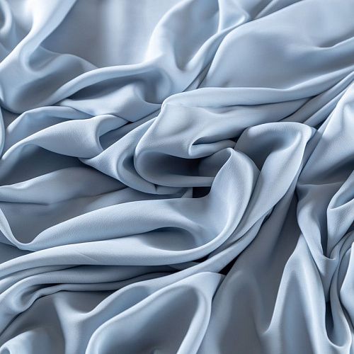 Крепдешин натуральный 028-09507 разбеленный голубой однотонный