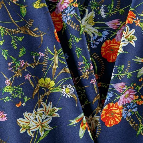 Вискоза "Лоренцо" 036-08353 темно-синий принтованный