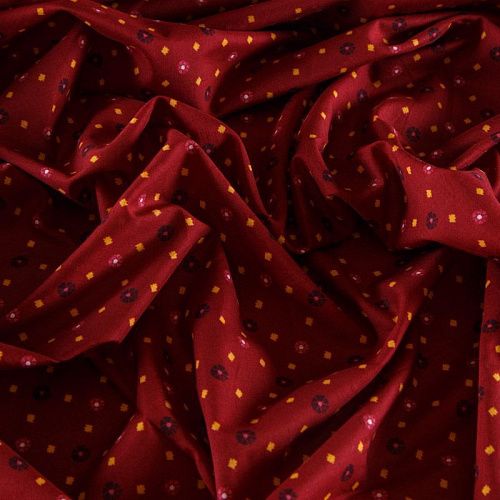 Хлопок 063-12209 кирпично-бордовый принтованный